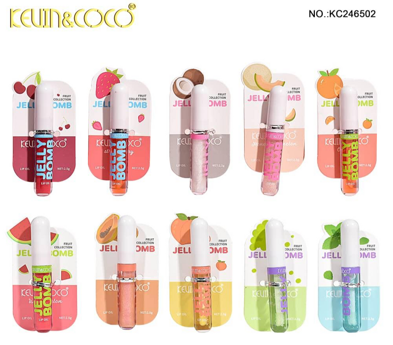 Load image into Gallery viewer, Lips- Kevin&amp;Coco Jelly Bomb Lip Oil KC246502 (20pc display,$1.20 each)
