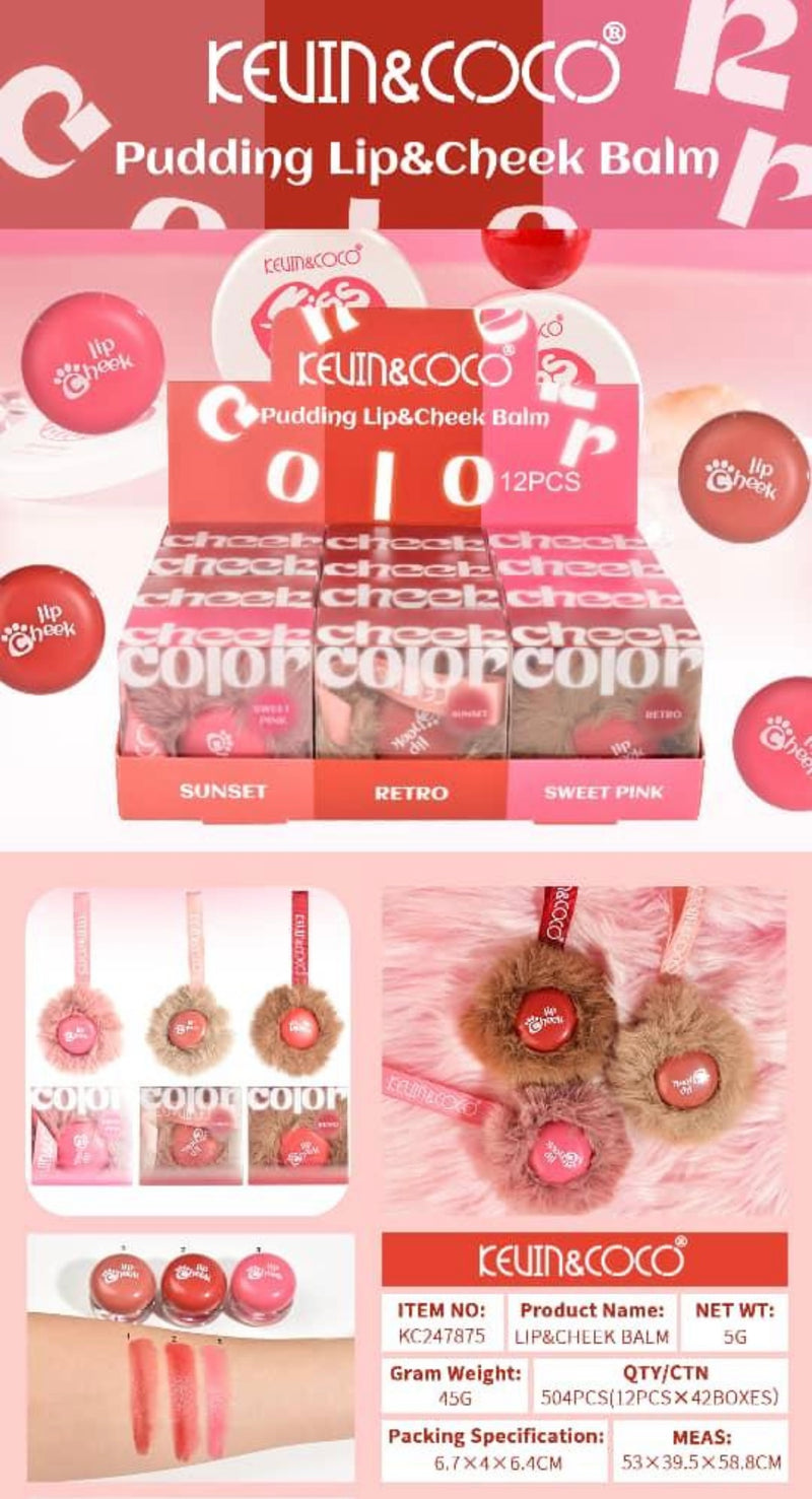 Load image into Gallery viewer, Lips-Kevin&amp;Coco Pudding Lip Cheek Balm KC247875 ($1.50 each, 12pcs display)
