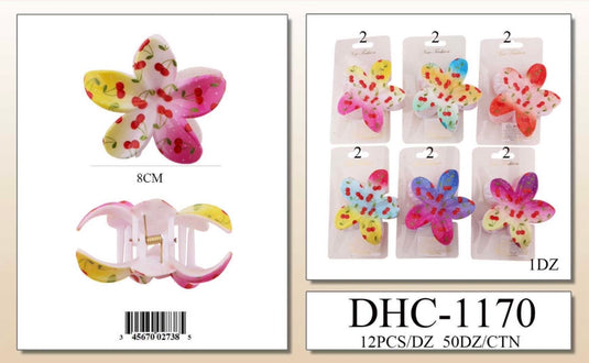Hair-Cherry Flower Hair Clip DHC-1170 (12pc pack)