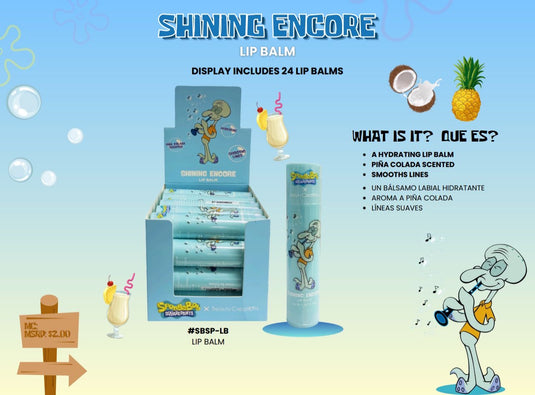 Lips- PRE-ORDER Beauty Creations x SpongeBob Shining Encore Lip Balm Display SBSP-LB (24pc display, $1 each)