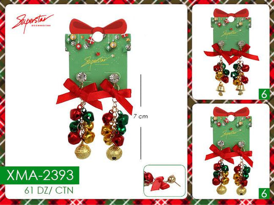 Jewelry- Xmas Dangle earrings XMA-2393 (12pc pack)