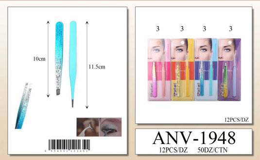 Accessories-Glitter Tweezer & Brow Tool Set  ANV-1948 (12pc pack)