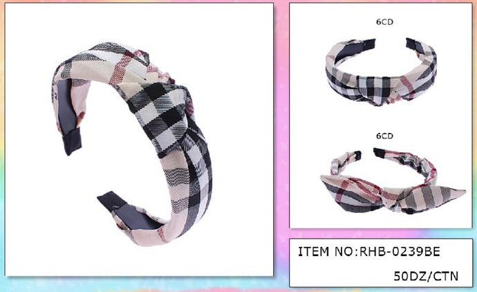 Hair-Plastic Square Pattern Head Band RHB-0239BE (12pc pack)