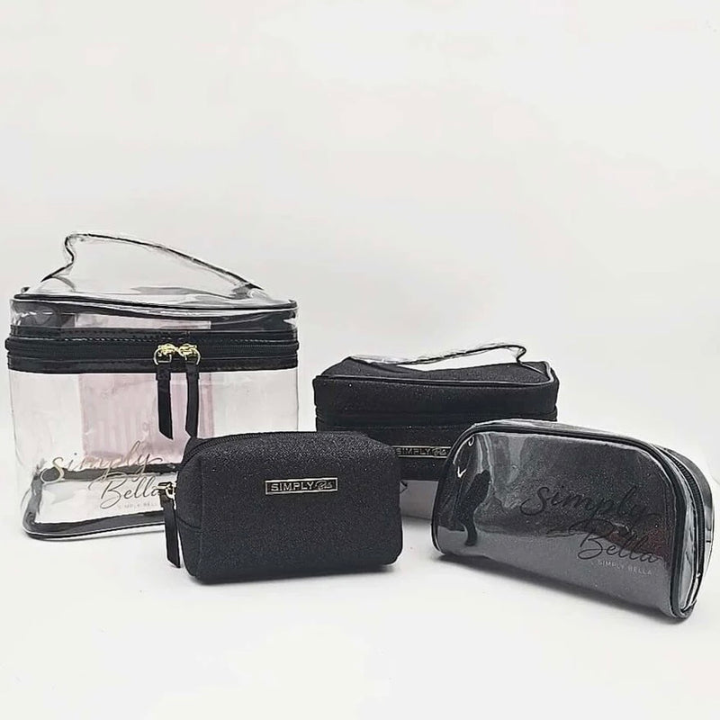 Load image into Gallery viewer, Novelties-Simply Bella 4pc Makeup Bags MKB1000-Black Glitter (1 pc)
