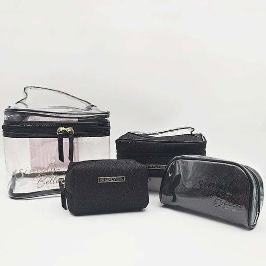 Novelties-Simply Bella 4pc Makeup Bags MKB1000-Black Glitter (1 pc)