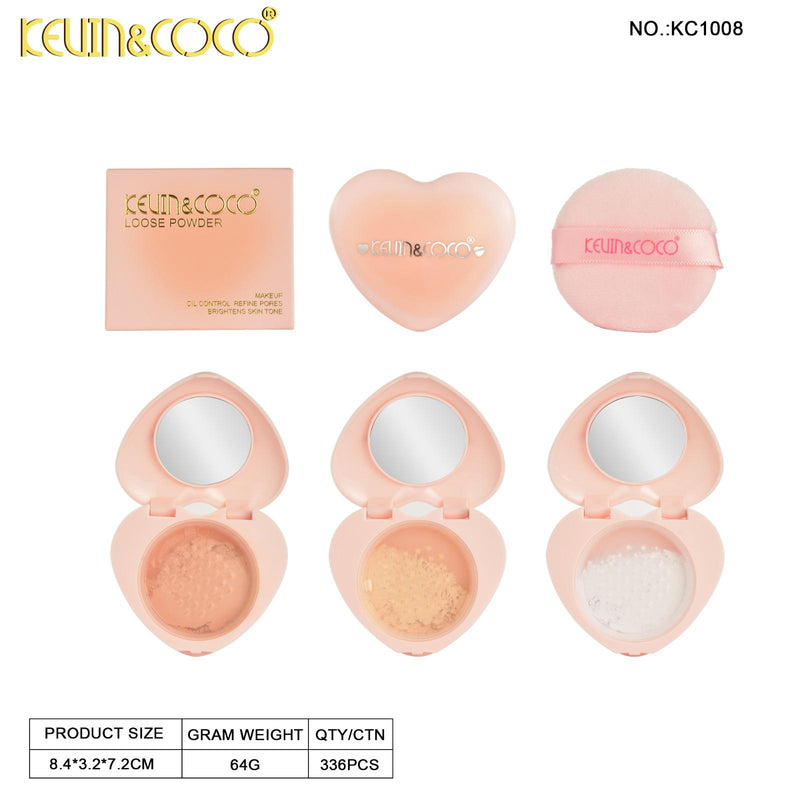 Load image into Gallery viewer, Face-Kevin&amp;Coco Heart Loose Powder KC1008 ($1.85 each, 12pc display)

