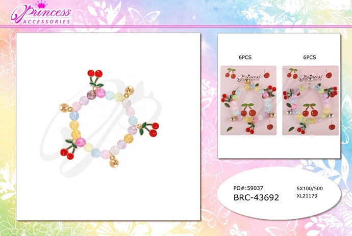 Jewelry-Cherry Colorful Beaded Bracelet BRC-43692 (12pc pack)