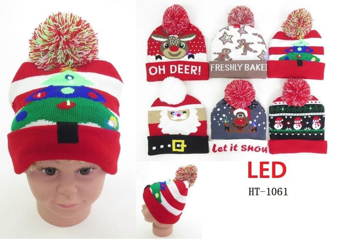 Hair- Xmas Kids Light up Beanie HT1061 (12pc pack)