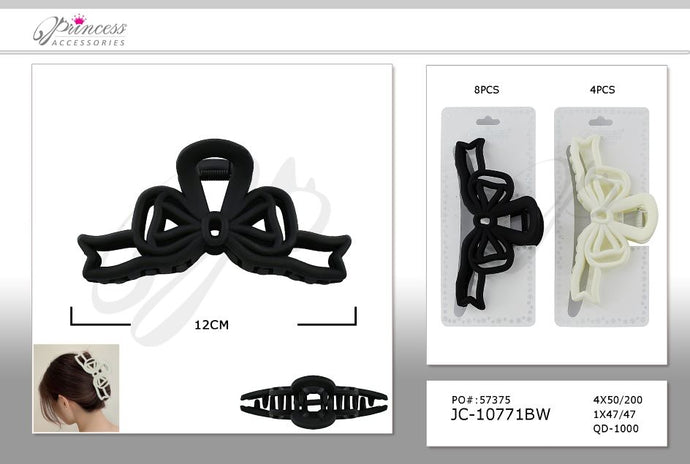 Hair- Black/White Bow Hair Clip JC-10771BW (12pc pack)