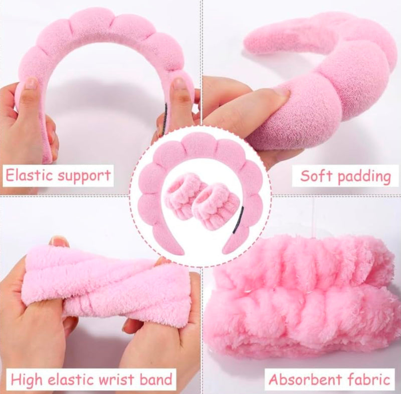 Load image into Gallery viewer, Hair- Miss Lil Spa headband &amp; Wristband Set PINK MLHB-01 (6pc bundle, $2.50 each)
