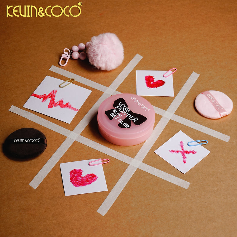Load image into Gallery viewer, Face-Kevin&amp;Coco Bow Loose Powder Blurh, Set, Glow KC1439 ($1.75 each, 12pc display)
