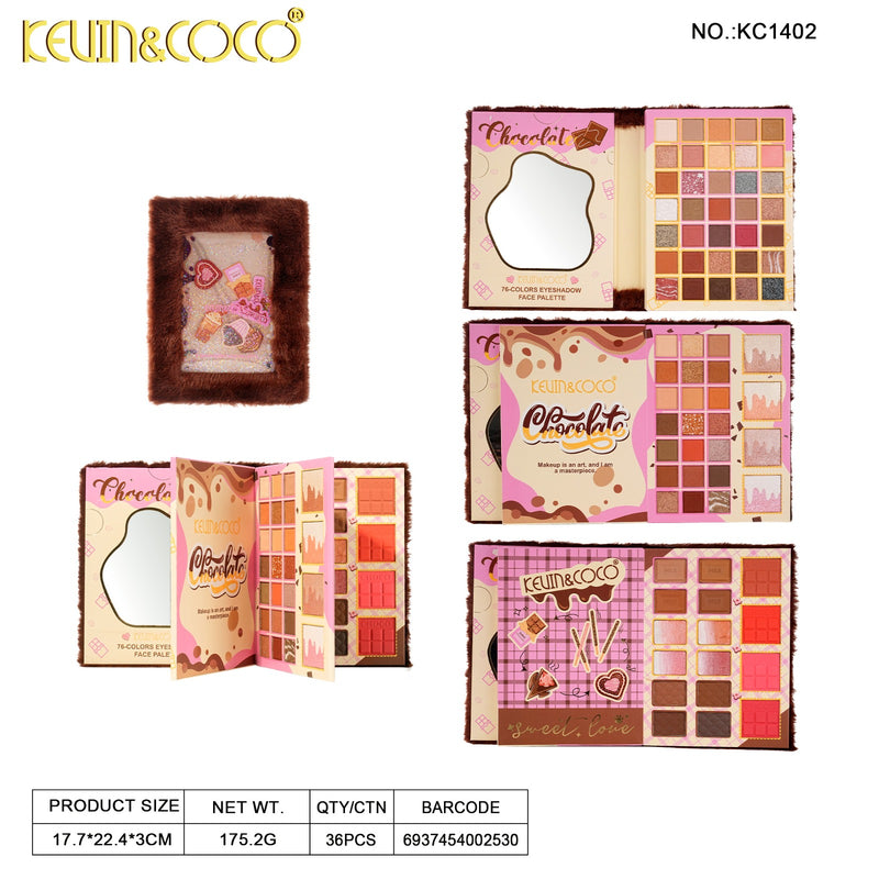 Load image into Gallery viewer, Face-Kevin&amp;Coco Chocolate Fuzzy Eyeshadow Face Palette KC1402 ($12.50 each, 6pc bundle)
