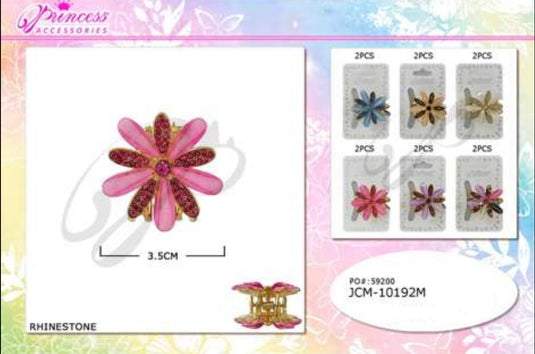 Hair-Assorted Colors Flower  Metal Jaw Hair Clip JCM-10192M (12pc pack)