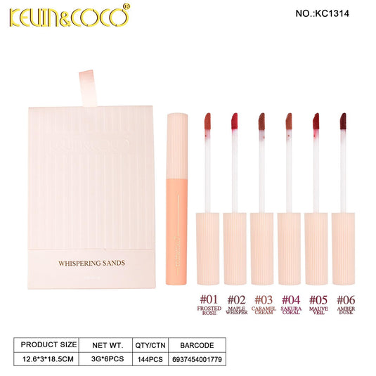 Lips-Kevin&Coco Whispering Sands 6pc Lip Gloss set  KC1314 ($3.50 each, 12pc display)