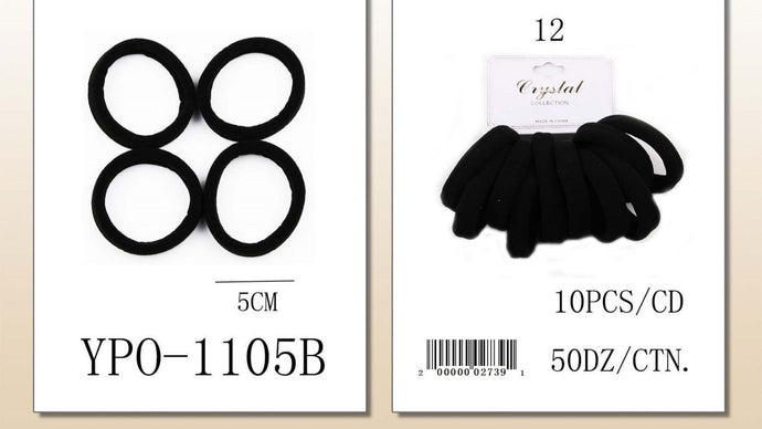 Hair- All Black Hair ties YPO-1105B (12pc pack)