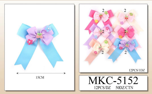 Hair-Cherry & Flower Bow Hair Clip MKC-5152 (12pc pack)