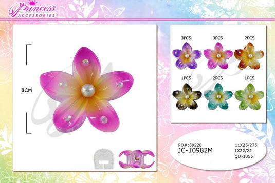 Hair-Flower Hair Clip JC-10982M (12pc pack)