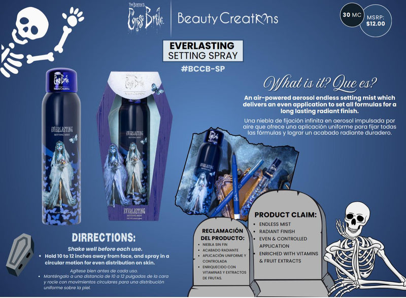 Load image into Gallery viewer, Face- Beauty Creations Corpse Bride Everlasting Setting Spray BCCB-SP (4pc bundle, $7 each)
