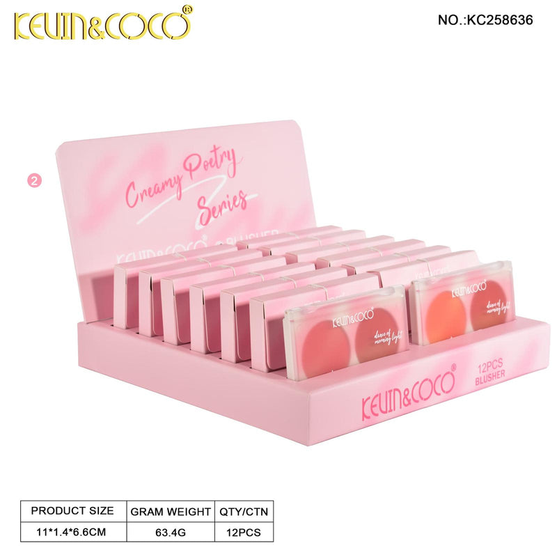 Load image into Gallery viewer, Face-Kevin&amp;Coco Creamy Poetry Blush KC258636 ($2 each, 12pc display)
