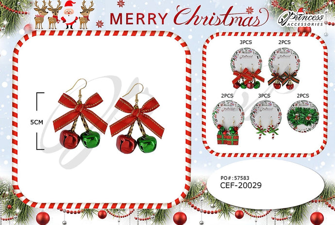 Jewelry- Xmas Dangle earrings CEF-20029 (12pc pack)