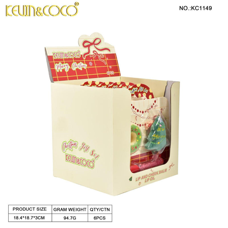 Load image into Gallery viewer, Lips-Kevin&amp;Coco Christmas Lip Balm &amp; Lip Oil Gift Set KC1149 ($2.75 each, 6pc display)
