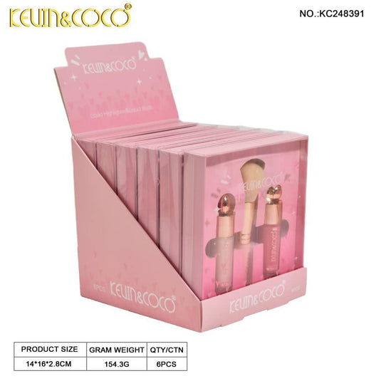 Face-Kevin&Coco Highlight + Blush + Brush Set KC248391 ($2.75 each, 6pc display)