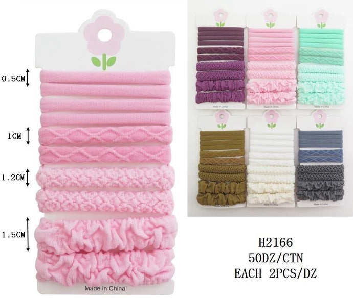 Hair-All Colors Hair Ties Multi Seamless Ponytail H2166 (12 pcs pack)