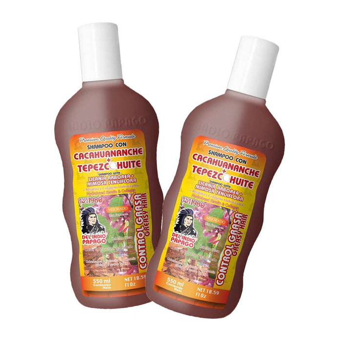 Hair- Del Indio Papago Shampoo with Cacahuananche + Tepezcohuite For Greasy Hair 18.59 fl. oz. (6pc bundle,$4.50 each)