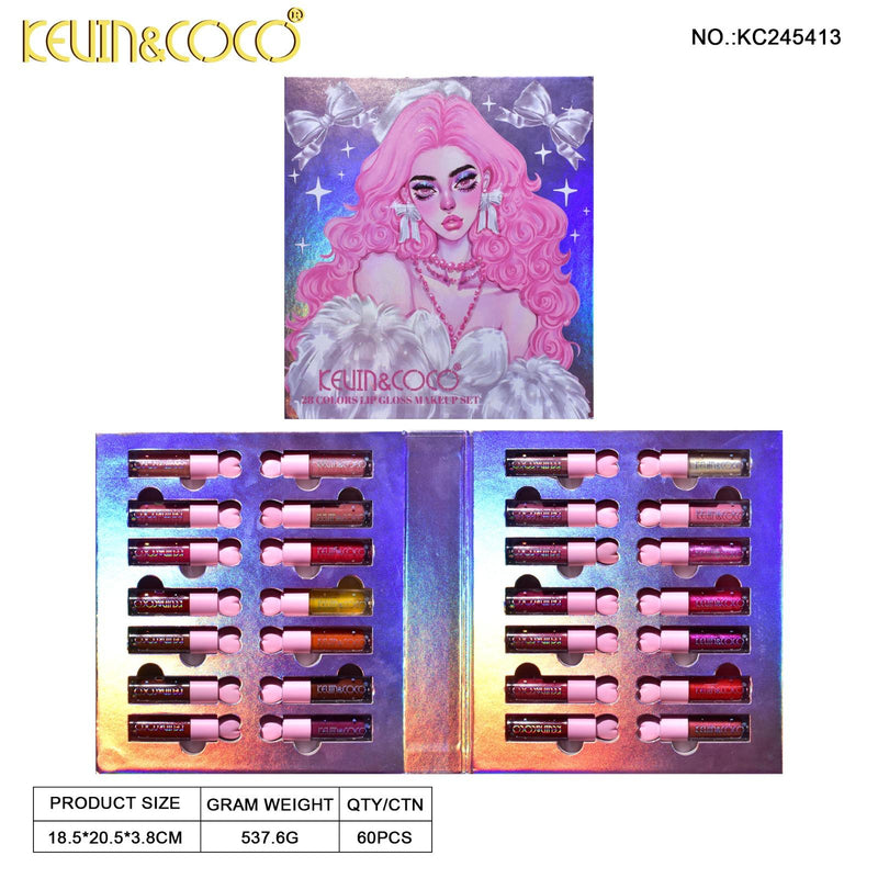 Load image into Gallery viewer, Lips-Kevin&amp;Coco 24 Colors Lip Gloss Set KC245413 ($9.50 each, 4pc bundle)
