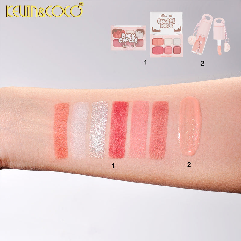 Load image into Gallery viewer, Eyes-Kevin&amp;Coco Dark Chocol Palette &amp; Lip Gloss Set KC1326 ($2.25 each, 6pc display)
