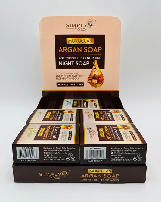 Skincare- Simply Bella Moroccan Argan Night Soap SIM002 (12pc box, $1.75 each)