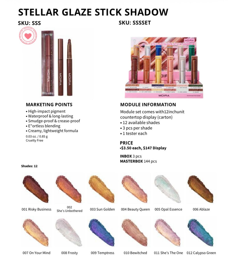 Load image into Gallery viewer, Eyes-Moira Stellar Glaze Stick Shadow SSSSET (36pc display + Testers)
