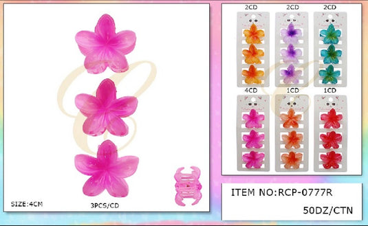 Hair-Hawaiian Flower Hair Clip RCP-0777R (12pcs pack)