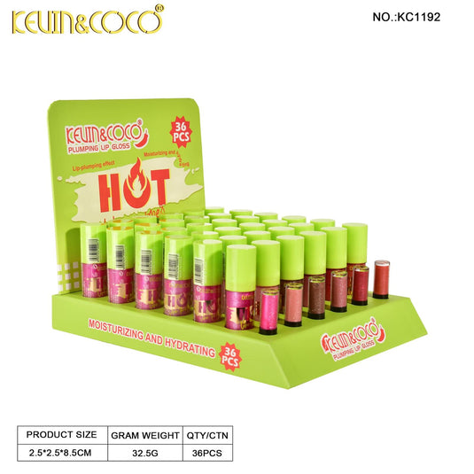 Lips-Kevin&Coco Hot Like Pepper Plumping Lip Gloss KC1192 ($1 each, 36pc display)