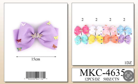 Hair- Butterfly Hair Bow MKC-4635 (12pc strip)