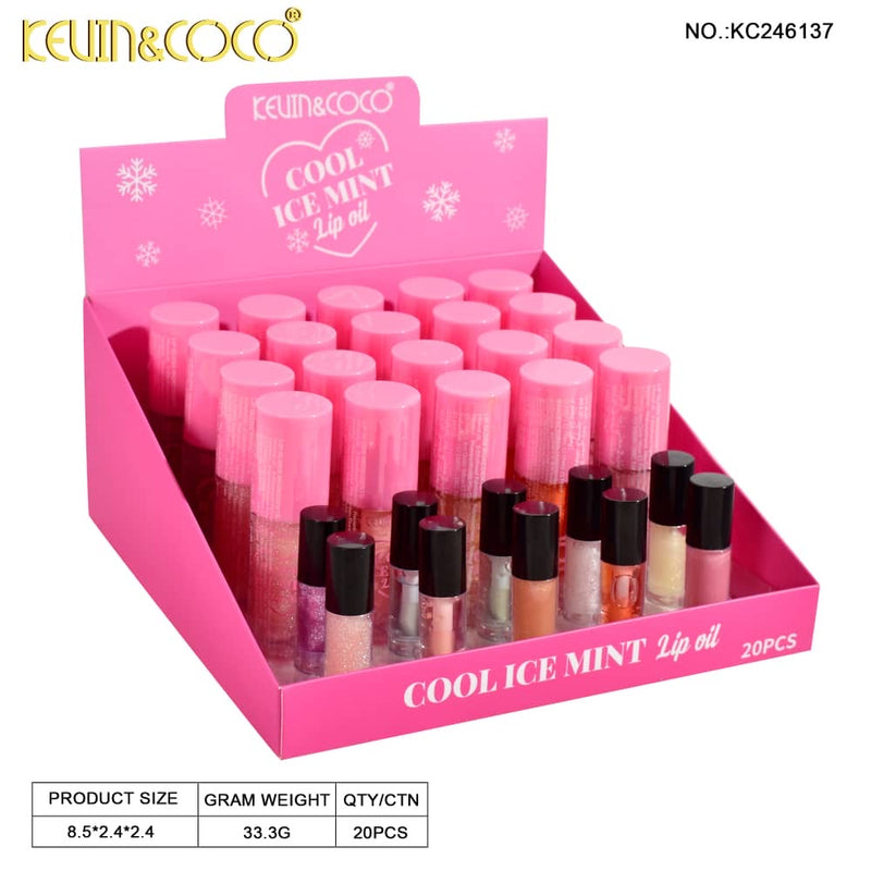 Load image into Gallery viewer, Lips- Kevin&amp;Coco Cool Ice Mint Lip Oil KC246137 (20pc display)
