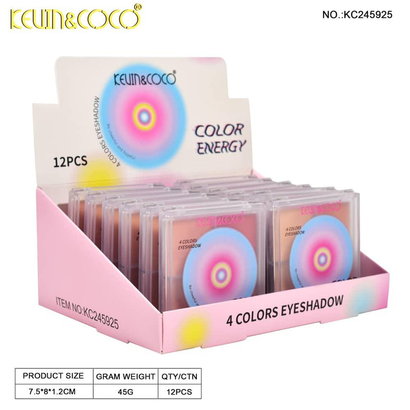 Load image into Gallery viewer, Eyes- Kevin&amp;Coco Color Energy Eyeshadow Palette KC245925 (12pc display, $1.50 each)
