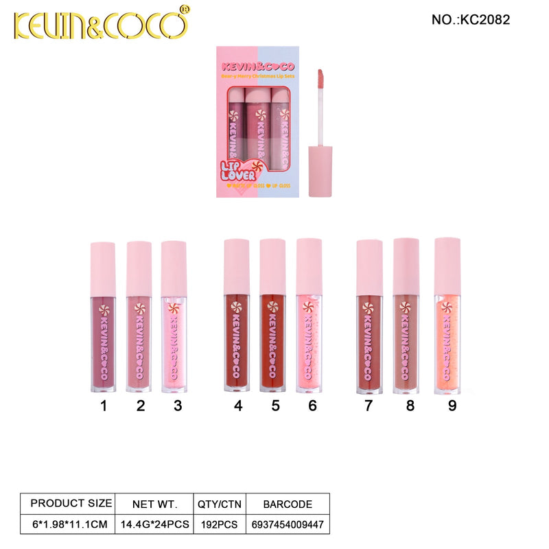 Load image into Gallery viewer, Face-Kevin&amp;Coco Bear-y-Merry Lip Lover Gloss Set KC2082 ($2.50 each, 24pc display)
