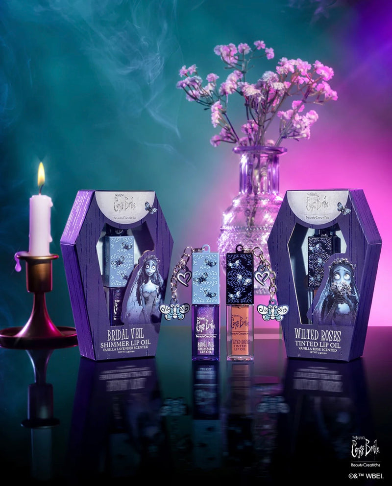 Load image into Gallery viewer, Lips-Beauty Creations Tim Burton’s Corpse Bride Lip Oil Wilted Roses #BCCB-L1 ($4 each, 6pc bundle)
