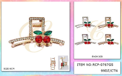 Hair-Metal Cherry Hair Clip Silver and Gold RCP-0767GS (12pc pack)