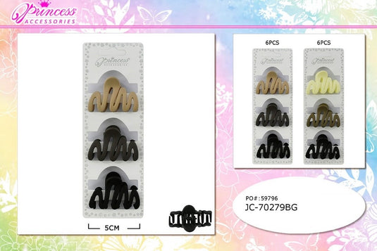 Hair-Wavy Jaw Hair Clip JC-70279BG (12pc pack)