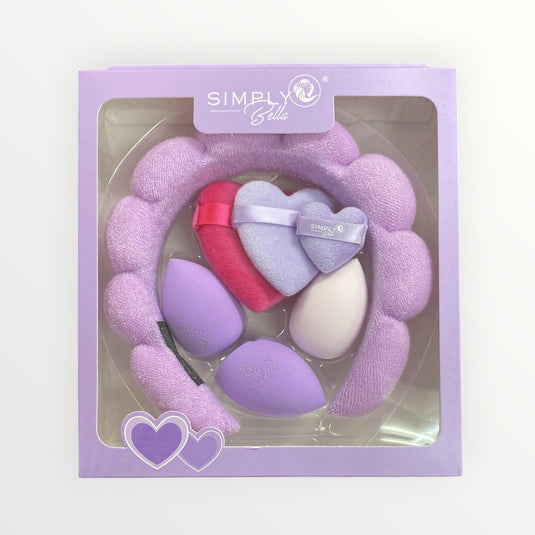Accessories-Simply Bella Makeup Tool Set Headband, Sponge & Puff STB015 PURPLE ($2.25 each, 12pc bundle)
