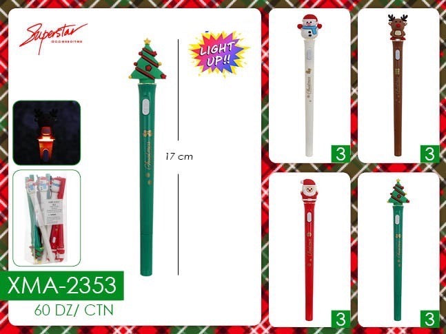 Accessories- Xmas Light Up Pen XMA-2353 (12pc pack)