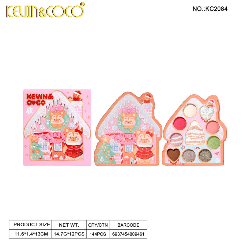 Load image into Gallery viewer, Face-Kevin&amp;Coco Bear-y-Merry Gingerbread House Eyeshadow Palette KC2084 ($4 each, 12pc display)
