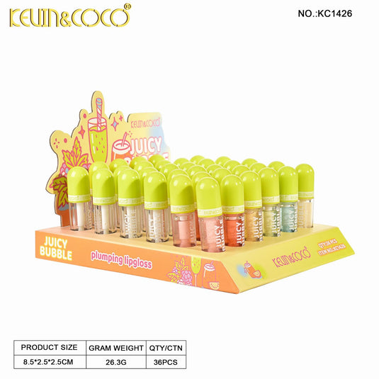 Lips-Kevin&Coco Jucy Bubble  Plumping Lip Gloss KC1426 ($1 each, 36pc display)