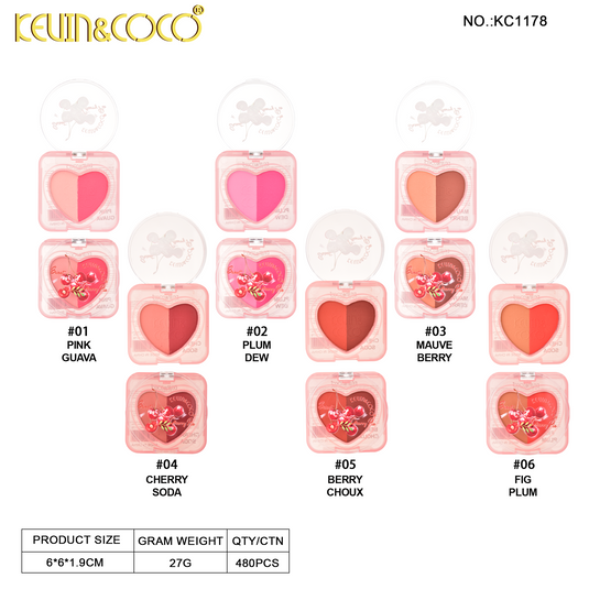 Face-Kevin&Coco Sweet Cherry Pie Heart Blush KC1178 ($1 each, 24pc display)