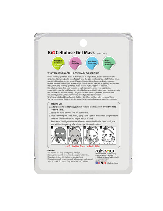 Skincare- Dear Derm Bio+Cellulose Gel Mask EGF (Pack of 10)