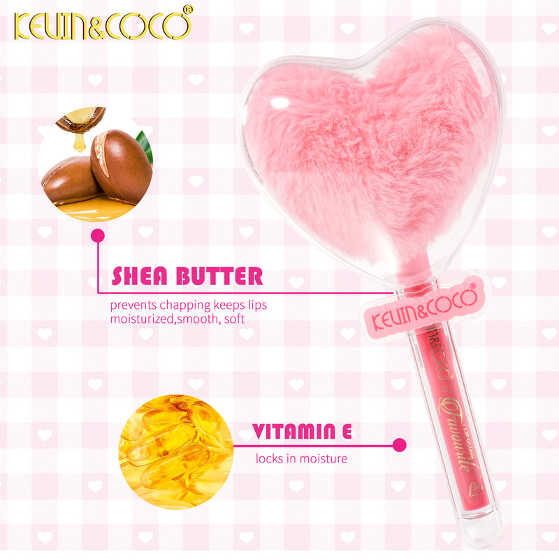 Load image into Gallery viewer, Lips-Fuzzy Heart Lip Gloss KC1641 ($1.75 each, 12pc display)
