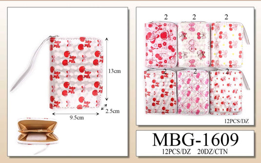 Accessories-Cherry Print Zip Wallet MBG-1609 (12pc pack)