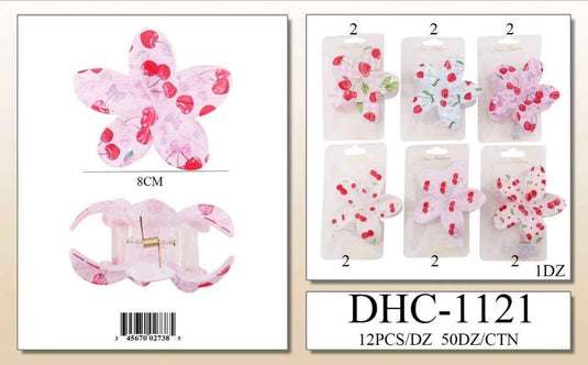Hair-Flower Hair Clip Cherry Design DHC-1121 (12pc pack)